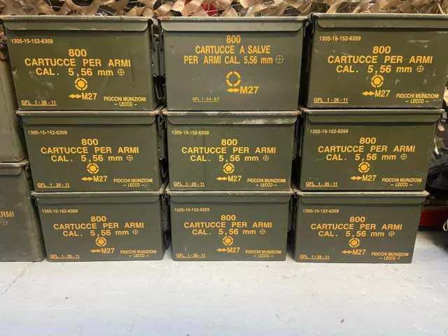 Military Army 50 Cal Ammo Box 5.56 Metal Storage Container Tool Box Grade 1 A