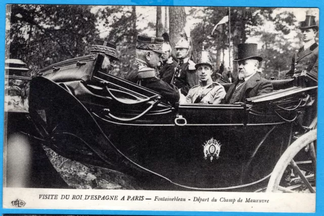 Cpa 77 Fontainebleau - Visite Du Roi D'espagne A Paris, Depart Du Champ De ...
