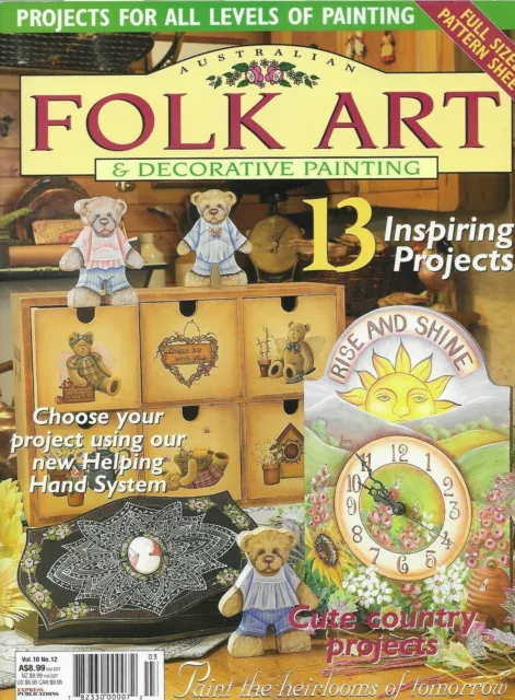 FOLK ART & DECORATIVE PAINTING Magazine Vol 10 No 12 ~ Comes With Pattern