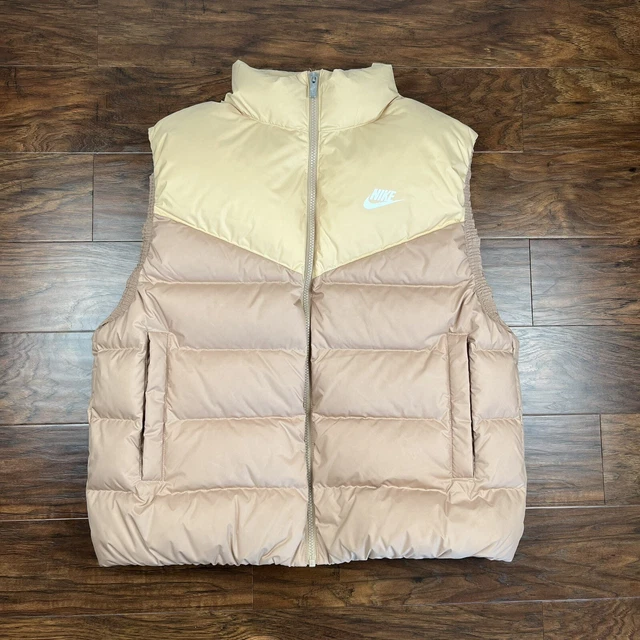 NIKE WINDRUNNER WOMENS M Down Puffer Fill Vest Color Block Tan Beige NWT  $92.74 - PicClick AU