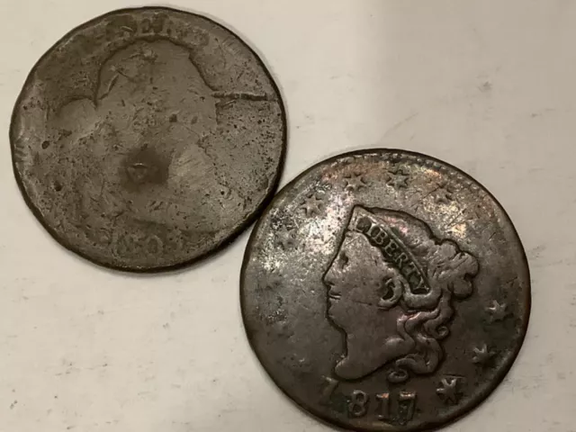 1805 Draped Bust and 1817 Liberty Head Large Cents. 100% Copper.