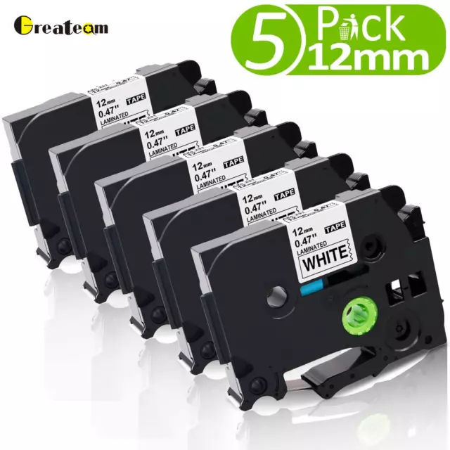 5X Compatible Brother P-Touch TZ TZe231 Tape 12mm Label Maker Tape PT-D210 H105