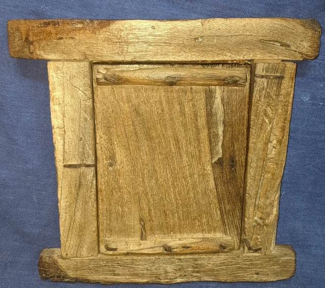 Antique Old Collectible Hand Carved Painted Rare Size Small Wooden Window Door 7