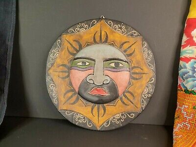 Old Asian Tribal Carved Wooden Sun Mask …beautiful collection & display pie