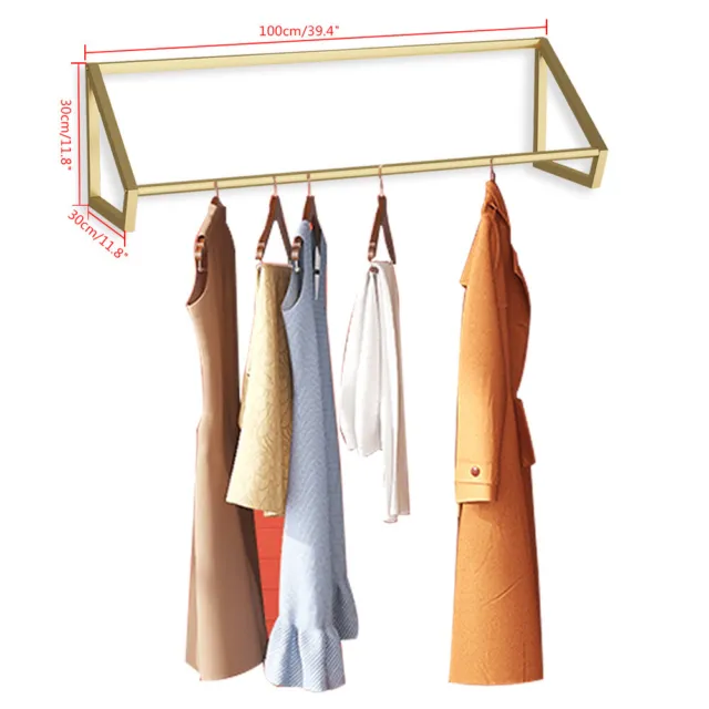CLOTHES DISPLAY RACK Storage Modern Wall-Mounted Gold Garment Rack ...