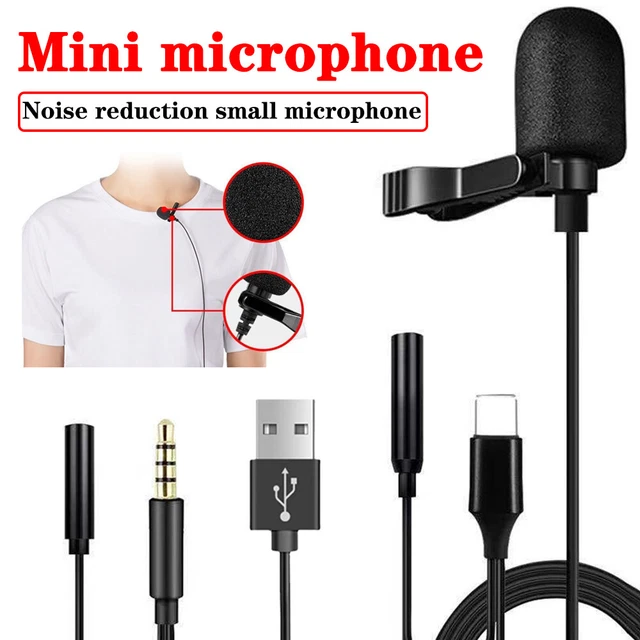 Clip On Mini Mic Microphone 3.5mm Lavalier Lapel For Mobile Phone PC Recording