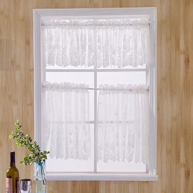 1pc Kitchen Cafe Lace Short Curtain Valance Window Sheer Net Voile Panel Decor