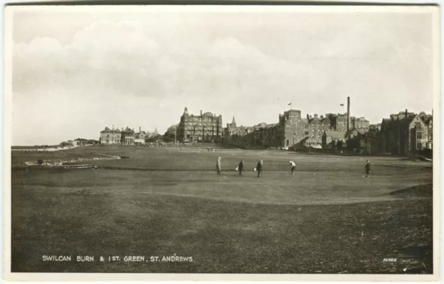 SWILCAN BURN & 1st GREEN, ST. ANDREWS - Golf Postcard (P2100)