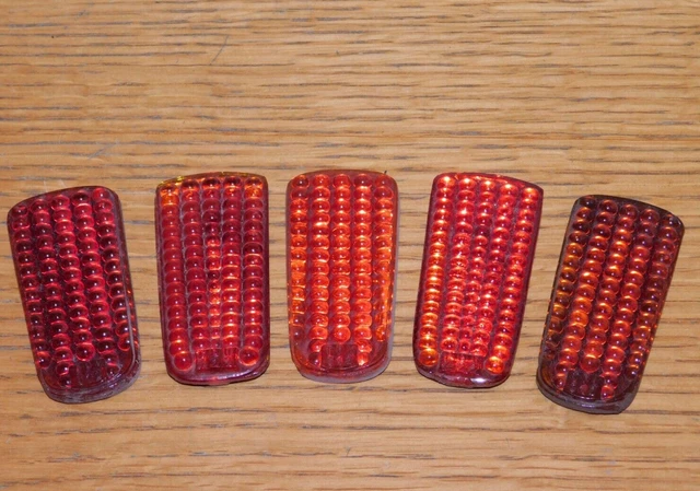 Lot De 5 Catadioptres Vintage Soubitez TPV 422-312 – Rouge – Pour Vélo Ou Mobylette