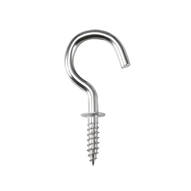 1.2" Screw Eye Hooks Self Tapping Screws Screw-in Hanger with Plate Silver 20pcs