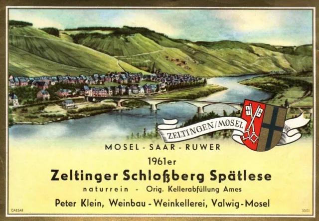 1961er Zeltinger Spatlese River Bridge  Mosel Saar Ruwer German Wine Label
