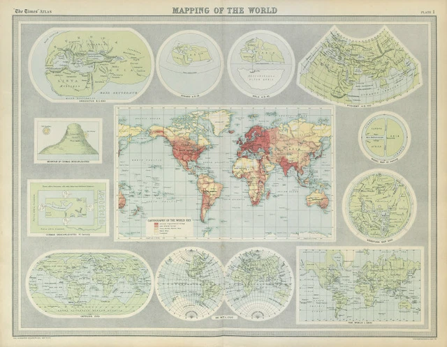 World Mapping development. Survey coverage. Herodotus Strabo Ptolemy TIMES 1922