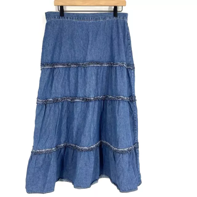 VINTAGE 90S ORIGINAL Ty Wear Denim Jean Skirt Size 16 Blue Maxi Long ...