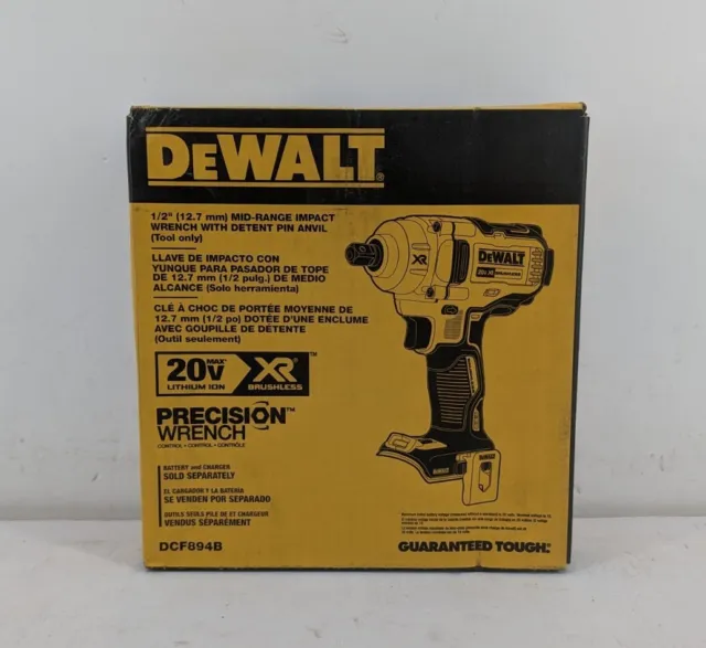 Dewalt DCF894B 20V MAX XR 1/2" Midrange Impact Wrench Kit w/ Detent Pin | New