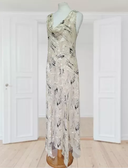 JOSEPH RIBKOFF Cream 1920s Style Silk Devore Dress Mother of the Bride UK 10
