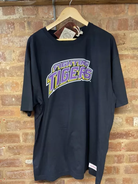 T-shirt Mitchell & Ness nostalgia Louisiana State LSU Tigers nera 2XL XXL NUOVA CON ETICHETTE