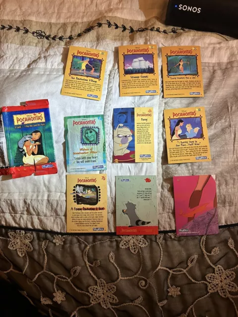 Vintage 1996 Disneys Pocahontas Skybox Trading Cards Opened Pack, 9 Cards Total