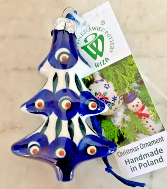 Boleslawiec Polish Pottery Wiza Tree Handmade Christmas Ornament, NWT