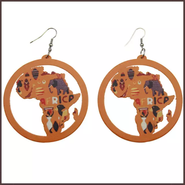 Large Wooden Earrings African Fashion Round Brown Woman Jewellery Ethnic Afro