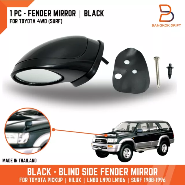 Black Blind Side Fender Mirror FOR Toyota Hilux 4WD 89-96 LN106 LN90 LN80 SURF