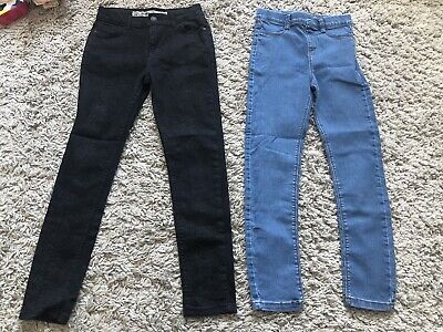 Primark Girls Black Print Jeans & Blue Jeggings Age 9-10 Years