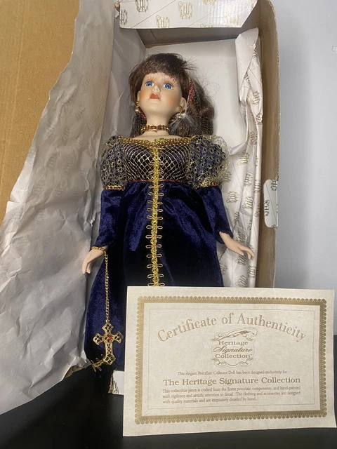 Heritage signature collection 16” porcelain maid marian doll blue dress 12237