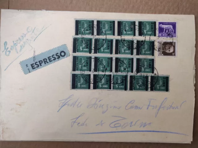 italy 1946 PLICO ESPRESSO 7 PORTI MISTA LUOGOTENENZA +REGNO CARLOFORTE CAGLIARI