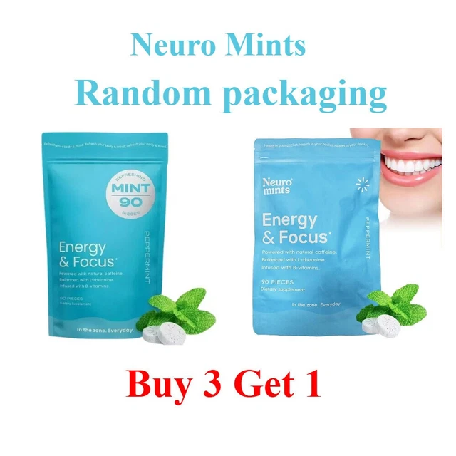 NEURO GUM FOCUS Mints with Caffeine L-Theanine 90pcs Mental Clarity ...