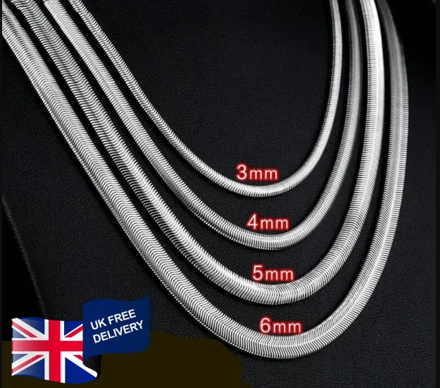 TITANIUM SILVER WOMEN Jewelry Flat Snake Bone Chain Necklace