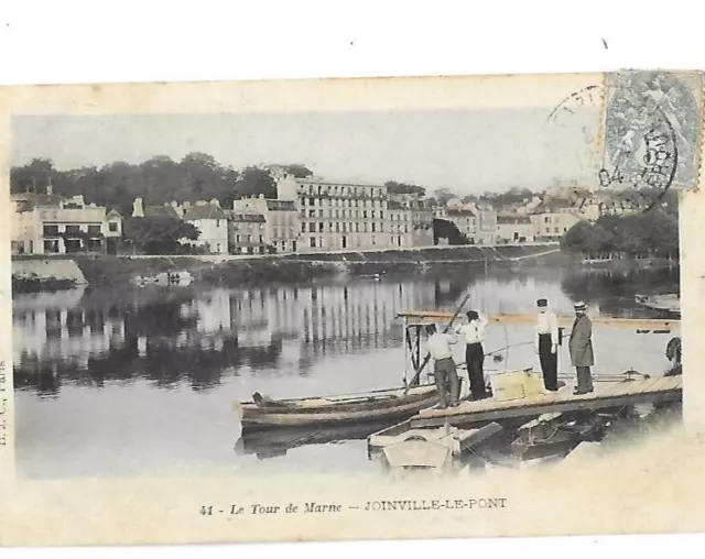 CPA cartes postales anciennes JOINVILLE le Pont Tour de Marne animée