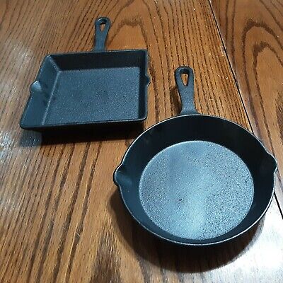 Cast Iron Cookware Decorative -  Set Of 2 - Square & Round