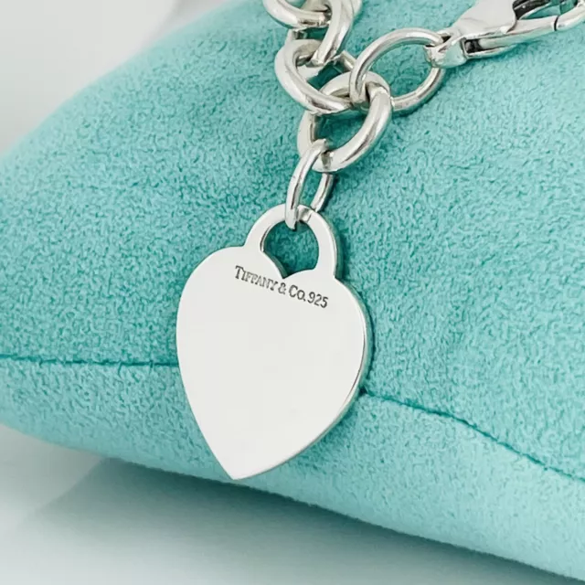Tiffany & Co Heart Tag Charm Bracelet in Sterling Silver Blank Classic Version