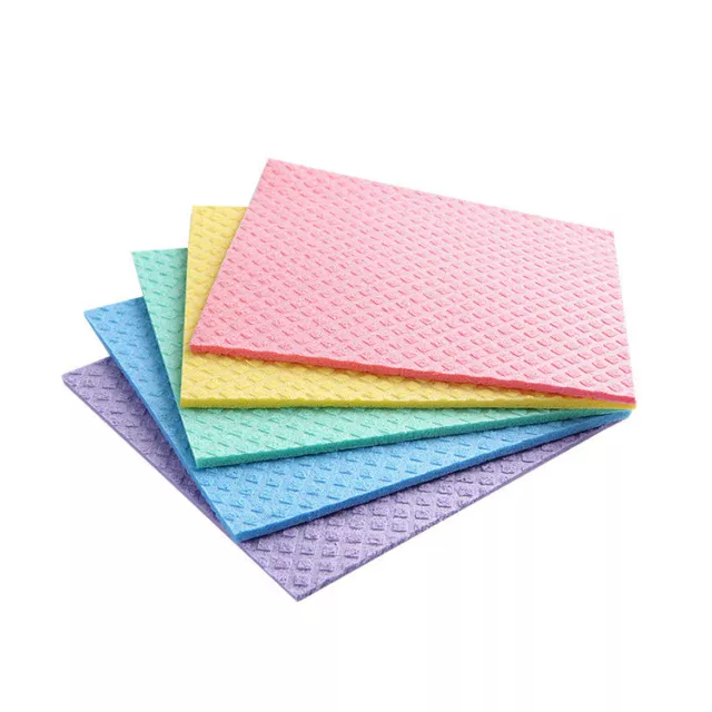 Reusable Cleaning Cellulose Sponge Cloths Absorbent Wipes Clean Kitchen Car Dish