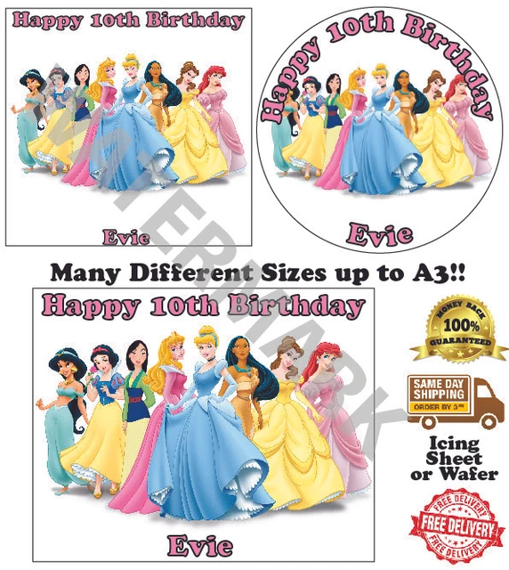 DISNEY PRINCESSES PERSONALISED Edible Wafer Icing Cake Topper Costco ...