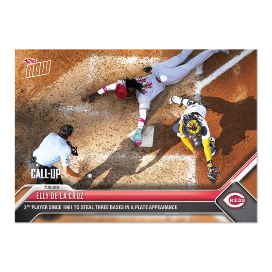 2023 MLB TOPPS NOW 541 ELLY DE LA CRUZ STEALS 2ND & HOME REDS ROOKIE RC