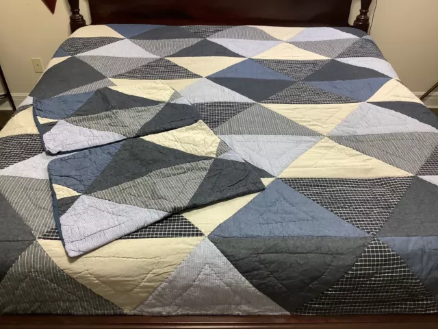 Pottery Barn Teen Chambray Denim Full Queen Quilt and Sham Set