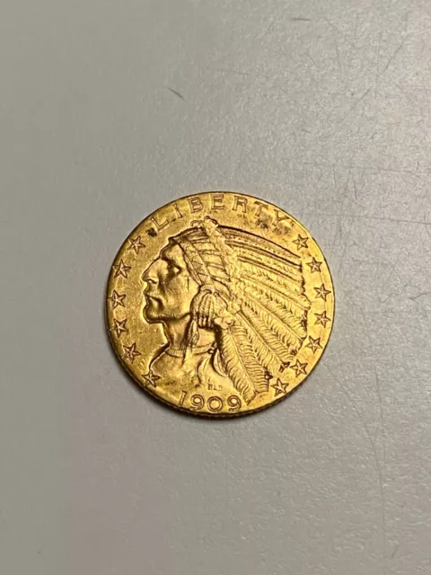 1909-D Indian Head Half Eagle Five Dollar Gold Coin