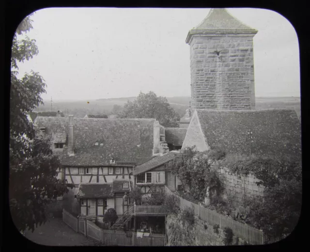 Glass Magic Lantern Slide ROTHENBURG PARTIE AM WEHRGAN C1910 GERMANY GERMAN CITY