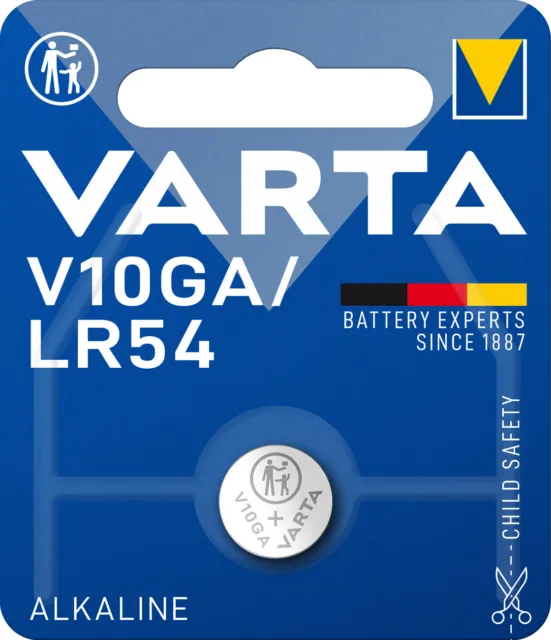 6x V10GA Varta V10 GA LR54 AG 10 189 LR1130 Knopfzelle 1,5V V 10 GA AG10