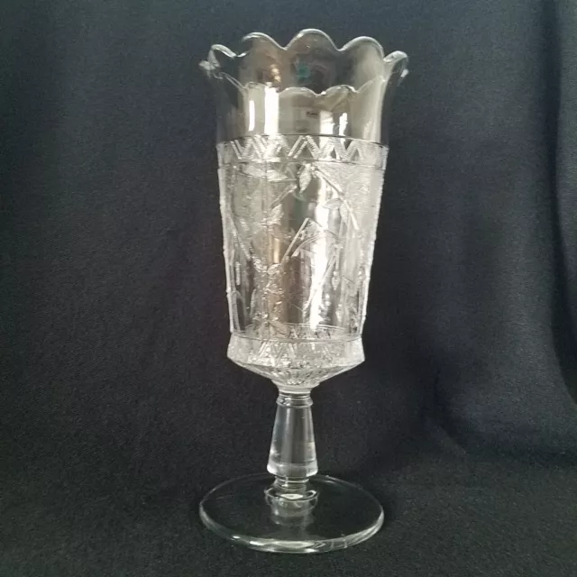 Antique Duncan and Sons EAPG clear celery vase ' Japanese ' circa 1880