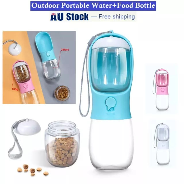 2 in 1 Pet Feeder Dog Cat Puppy Water Food Bottle Cup Travel Outdoor Easy Carry