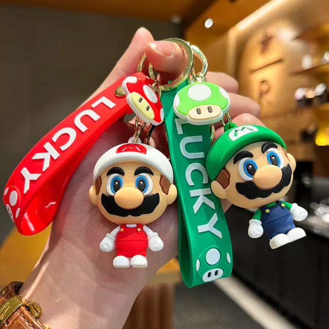 HOT Luigi 3D Silicone Keychain Key Chain Ring Pendant Game 3