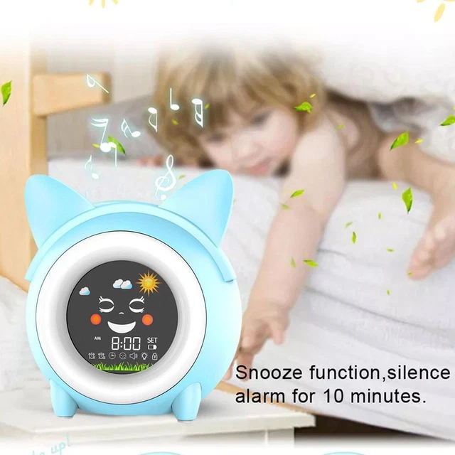 Kids Alarm Clock Sleep Trainer Clock Night Light Digital Wake Cute Clock Up F6I6 3