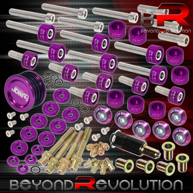 For Honda B16 B18 Cup/Header/Cam Cap/M8 Hex Fender/Valve Washers Kit Purple