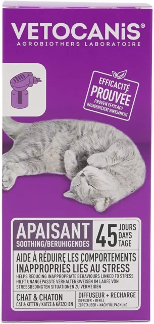 Diffuseur Apaisant Pour Chat Avec Recharge 45 Jours, Phéromones Anti-Stress, Cal