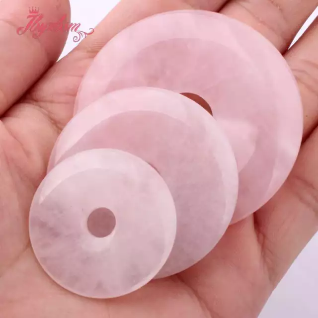 Natural Rose Quartz Donut Gemstone Beads 1 For DIY Necklace Making Pc 30/40/50mm