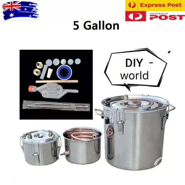 3 Pots 5Gal/20L Alcohol Distiller Still Boiler Stainless Steel Copper Home Brew