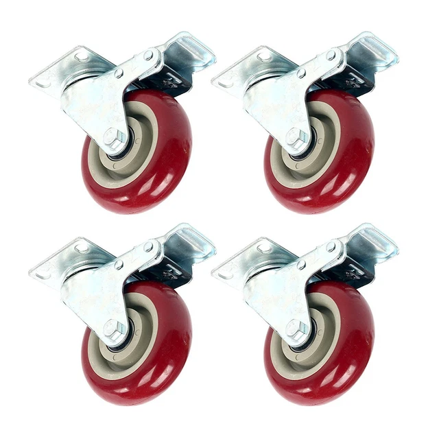 4 X 4 Inch Caster Wheels Swivel Plate on Polyurethane Heavy Duty Wheel