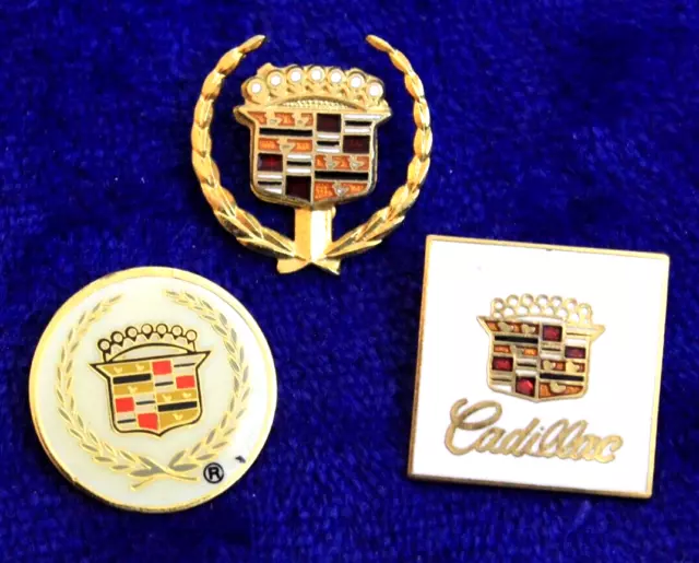 3 Cadillac Crest Pin Hat Lapel Emblem Accessory Badge Logo Grille GM Eldorado