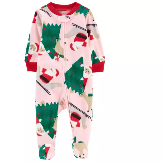 Girls Carters Christmas Santa Fleece Sleeper 1pc Pajamas-- 3 12 18 24 Mo 2T NWT